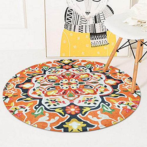 Tapis rond mandala MU Tapis pour porte d'entrée et panier de rangement