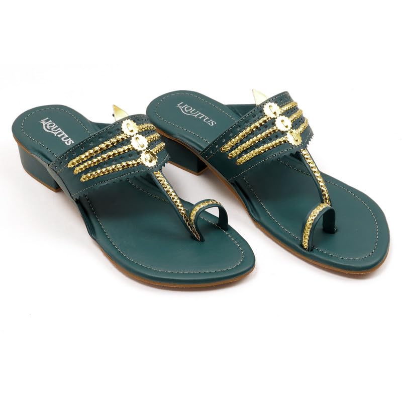 Image of Handcrafted Heeled Kolhapuri Sandals