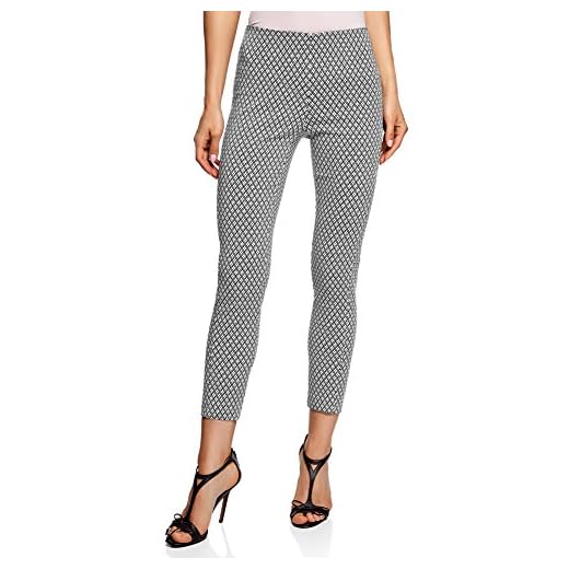 oodji Ultra Mujer Pantalones Ajustados de Tejido Elástico, Blanco, ES 40 / M