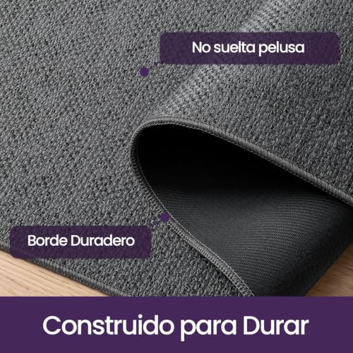 Alfombra pasillo 80 x 250 cm DEXI lavable y gris oscuro 5