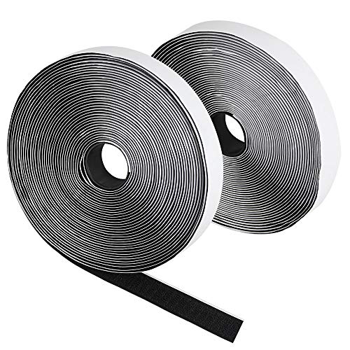 Cintas Velcro Negras BUZIFU Velcro Adhesivo 10 Metros Rollo de Velcro Doble Cara de 20mm Ancho para Pegar o Coser Sobre Tela, Zapatos, Ropa, Bolsa y Más