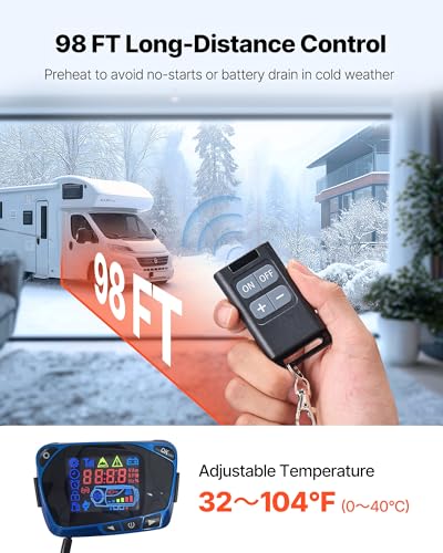 Image of VEVOR Diesel Air Heater, 8 kW DC12-24V, Fast Heating Diesel Parking Heater with Remote Control and Blue LCD Switch, Low Noise, Pre-Heating Function, for RV, Truck, Camper, Van, Boat and Trailer | Remote Control and Blue LCD Switch, Low Noise, Pre-Heating Function, for RV Truck Camper Van Boat and Trailer