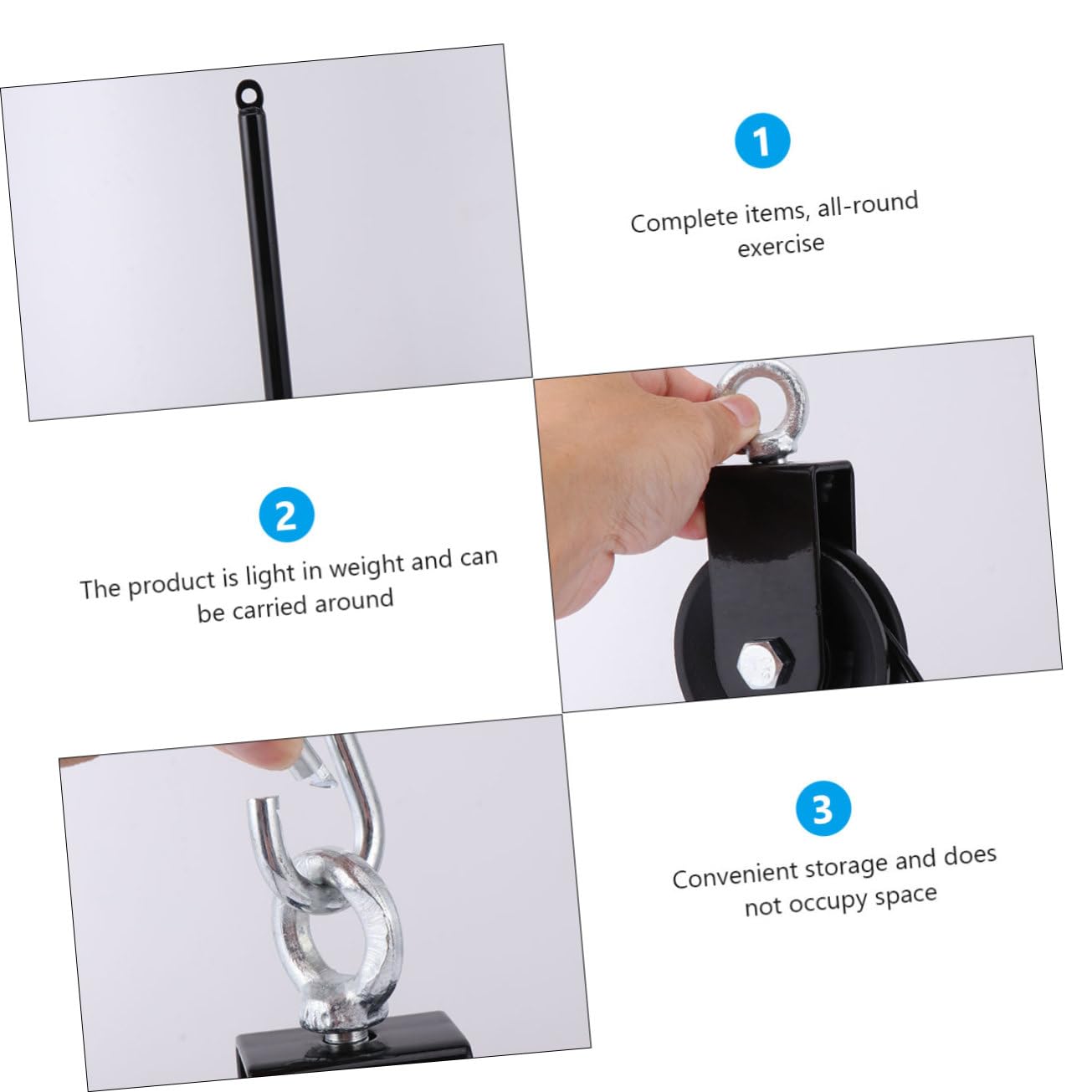 INOOMP Kit de Poleas de Entrenamiento DIY de Metal Negro 1 Juego | Sistema de Alta Resistencia, Ligero y Fácil de Instalar, para Entrenamiento de Fuerza en Casa