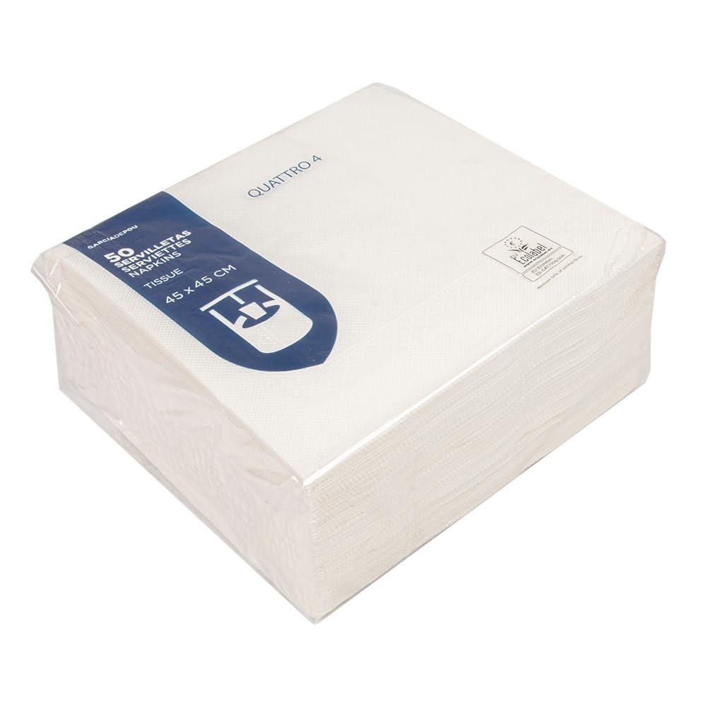 García de Pou 750 Unidades - 143.62 Quattro Servilletas con 4 Capas, 21 G/M2, 45 x 45 cm, Blanco