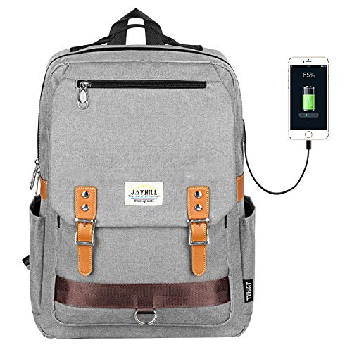 Get Cheap Price College Vintage Backpack Fashion 15.6 Laptop Rucksack with USB Charging (Gray) Super Brands College Vintage Backpack Fashion 15.6 Laptop Rucksack with USB Charging (Gray)