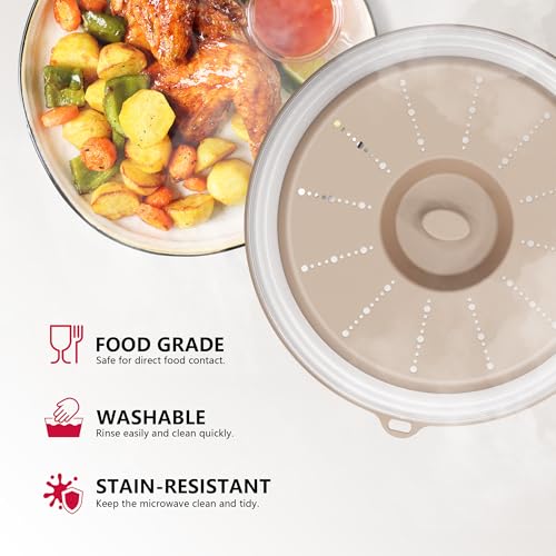Image of WVM Microwave Splatter Cover Vented for Food with Hook Hole, Splatter Guard & Colander Kitchen Gadget for Food, Meal Prep