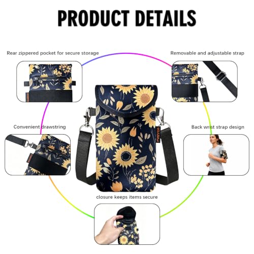 Image of Neoprene Phone Sleeve Pouch Case Bag for Men Women w /Crossbody Strap /Neck Lanyard for iPhone 17 /16 /15 /14 Pro Max, Samsung S25,Pixel 10