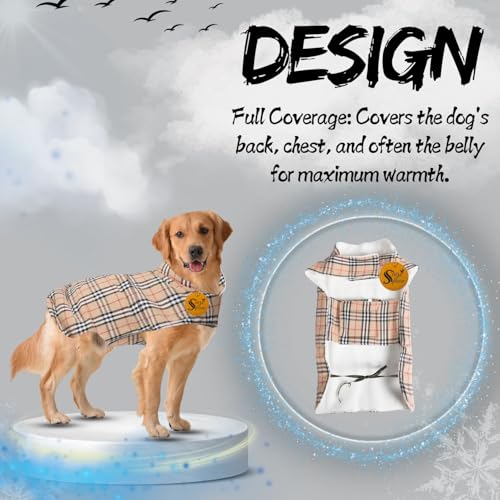 Image of Sage Square Winter Coloured Dog Coat - All-Weather Protection, Windproof, Waterproof Cozy Fleece Lining, Adjustable Straps, Durable Construction, Stylish, Comfortable, Jacket (Cream & White, XX-Large)