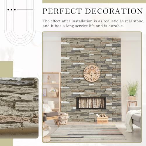 Maasechs 2 Pack Faux Stone Panels Interior 45.6''l x 11.8''h x 0.98''d Faux Siding Panels Exterior Artificial 3D Veneer for Wall Decor Outdoor Home Improvement Projects (PU,Light Gray) by Maasechs - Image 6