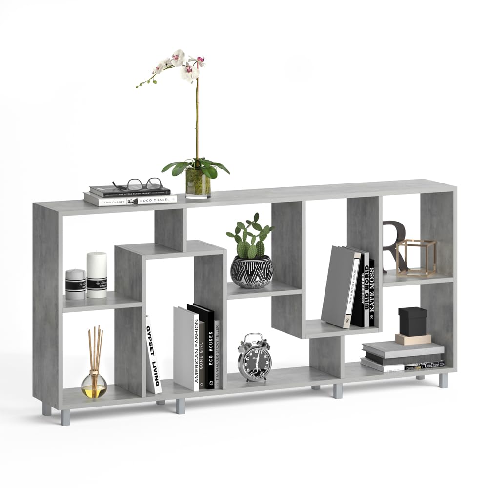 Vicco Raumteiler Noa, Grau, 160.6 x 67.2 cm, geeignet als Raumteiler oder Bücherregal in Z-Form