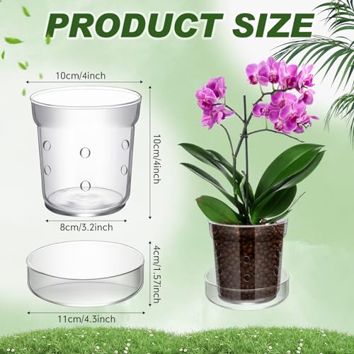 Baderke LE-BADERKE-1483 Anti Slip Orchid Pots With Drainage Holes And Tray, Transparent Glass Pot Planter thumb #1