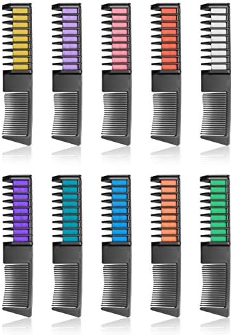 10 Colors Hair Chalk Combs for Girls Gifts, Temporary Hair Color Chalk Comb Set, Popular Chalks on Birthday Cosplay Halloween Party, Washable Hair Chalk Pens Safe for Kids, Teen (Age 3+)