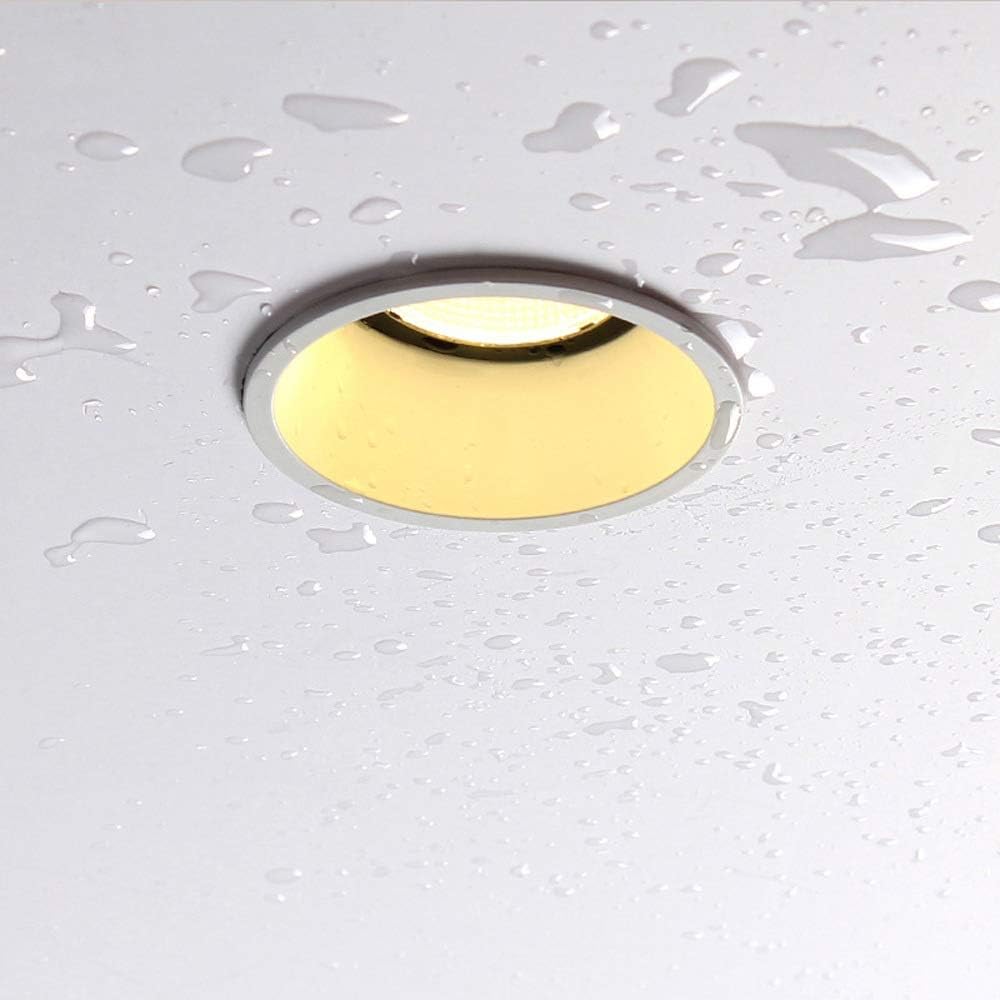 IP65 Waterproof 3000K/4000K 5W COB Recessed Bathroom Spotlight Modern Simple No Strobe High Embedded Downlight Anti-Fog Kitchen Aluminum Panel Lamp High Brightness (Color : Warm Light)