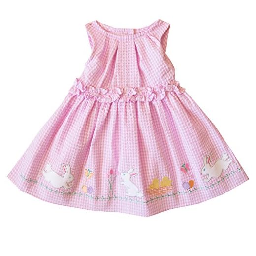 Good Lad 2/6X Girls Pink Bunny Appliqued Seersucker Dress (4)
