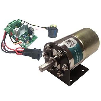 Bringsmart DC 12V 50rpm محرك موجه مع حامل مركزي Ouput Shaft Micro Gear مع PWM Speed Controller 37mm قطر علبة التروس محرك تخفيض عزم الدوران الكبير   