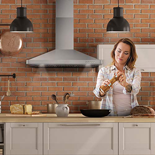 Cosmo Cos-F965Nf Commercial-Style 36, Stainless Steel & 63190 36 In. Wall Mount Range Hood With Ductless Convertible Duct, Kitchen Chimney-Style Over Stove Vent, 3 Speed Exhaust Fan, Stainless Steel #TOP5