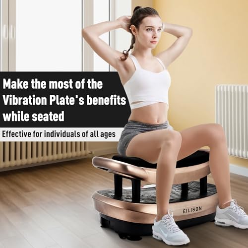 Image of EILISON FITABS 3D Vibration Plate Exercise Machine with Seat - Ocsillation, Pulsation + Vibration Platform, Push Up | Vibration Machine for Lymphatic Drainage, Recovery (Fitabs Brown)