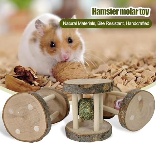 Hamster Rabbit Chew Toy Natural Wooden Play Toy, Wood Teeth Grinding Toy with Bell for Parrot, Rabbit, Chinchilla, Guinea Pig, Hamster Small Animals Toys for Pet Supplies, Decorations - Image 5