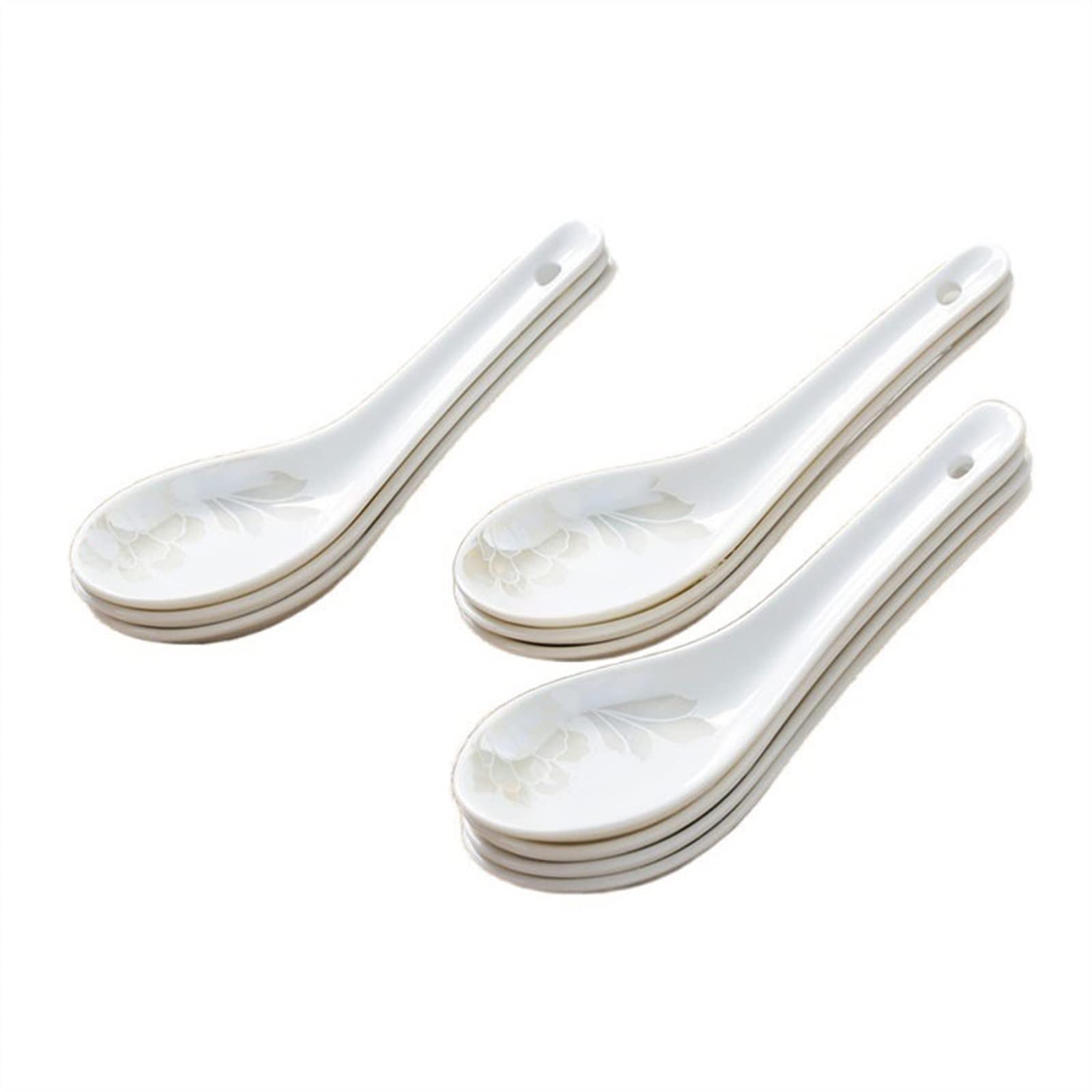 SUNESA Cuillères 10 pièces Jingdezhen Cuillère en Céramique Multi-Fonction Cuillère À Dessert Cuillère Chinoise Domestique Résistant Aux Hautes Températures pour Cuisson, Servir et Remuer (Color : D)
