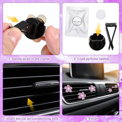 Image of Frienda 6 Pcs Daisy Flower Air Vent Clip Accessories Air Conditioning Outlet Clip Car Freshener Dashboard Accessories Charm Car Inter Decor(Purple)