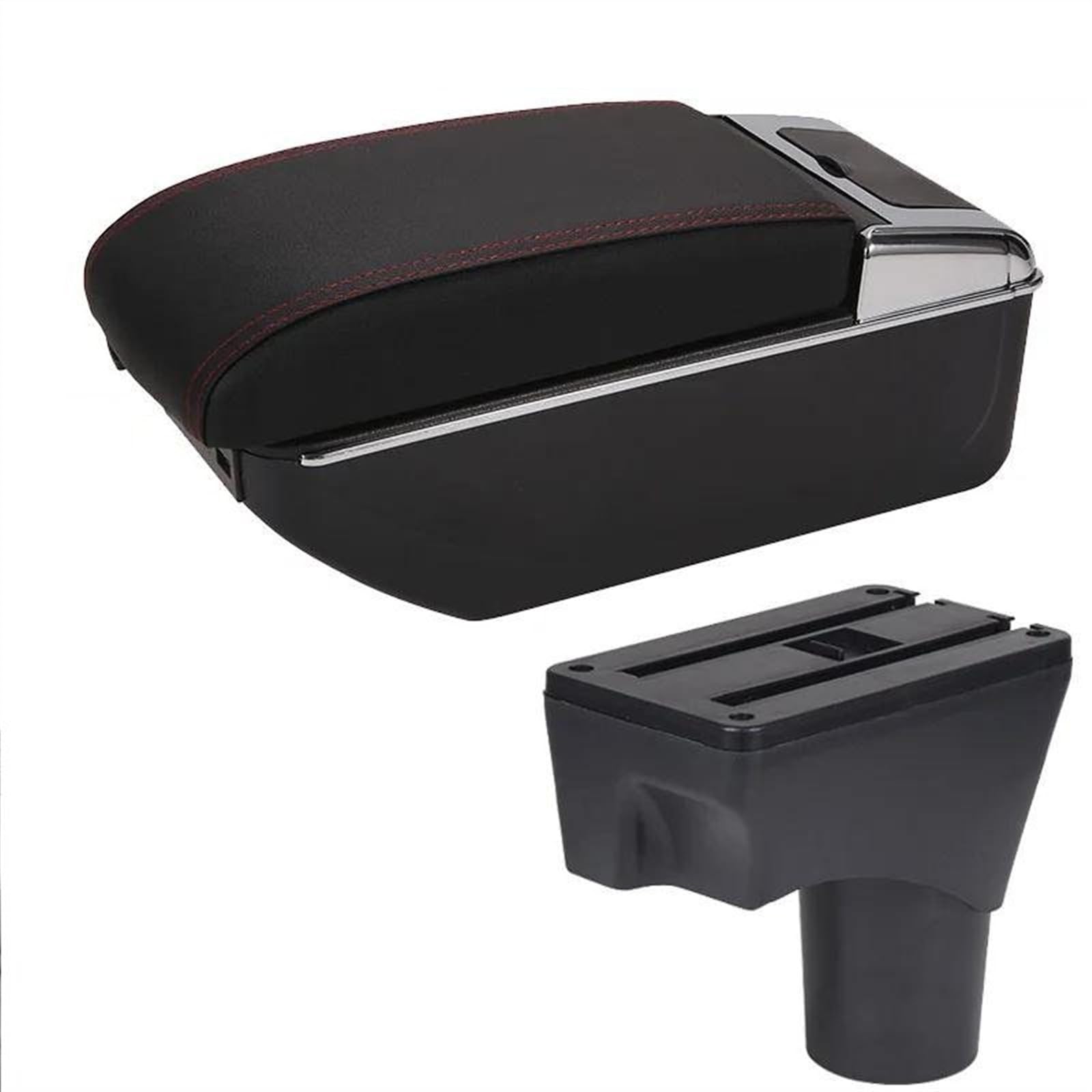 NMJLQW Storage Rack Car Center Console Arm Armrest Box Modification Parts For March For Micra K13 MK4 IV For Sunny 2010-2022(B1 Black red 7USB)