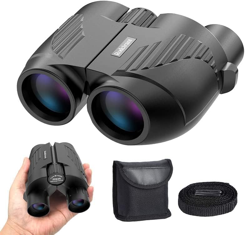 20X25 Compact Binoculars for Adults and Kids,Large Eyepiece Waterproof Binocular,Easy Focus Small Binoculars for Bird Watching,Hiking and Concert, Black
