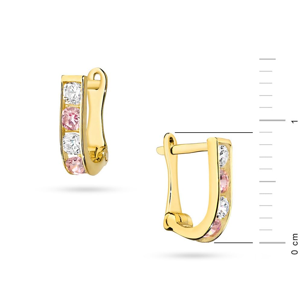 MARKO Goldene Ohrringe 333 Damen – Creolen mit Zirkonia, Echtgold 8K, 9 mm, englischer Verschluss, Ohrstecker klein, elegant & leicht – Schmuck für Frauen & Mädchen