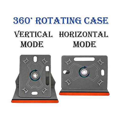 Image of Fastway Rotating Leather Flip Stand Case for DOMO Slate SL36 OS9, Orange | SC 10.1-Inch Tablet, Rotating Design