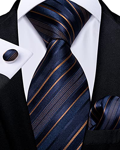 Image of DiBanGu Silk Zipper Ties for Men,Paisley Solid Plaid Pre-tied Tie and Pocket Square Cufflinks Set Formal Adjustable Necktie