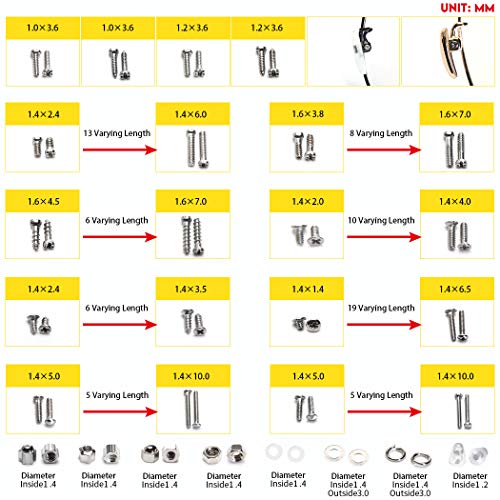 Precision Screwdriver Set, Eyeglass Repair Kit With 10-Style Screwdrivers/Nose Pads/4 In 1 Portable Screwdrivers/Ear Hook/Tweezer For Eyeglasses Sunglass Watch Calculator (With 70-Style Screws) #TOP6