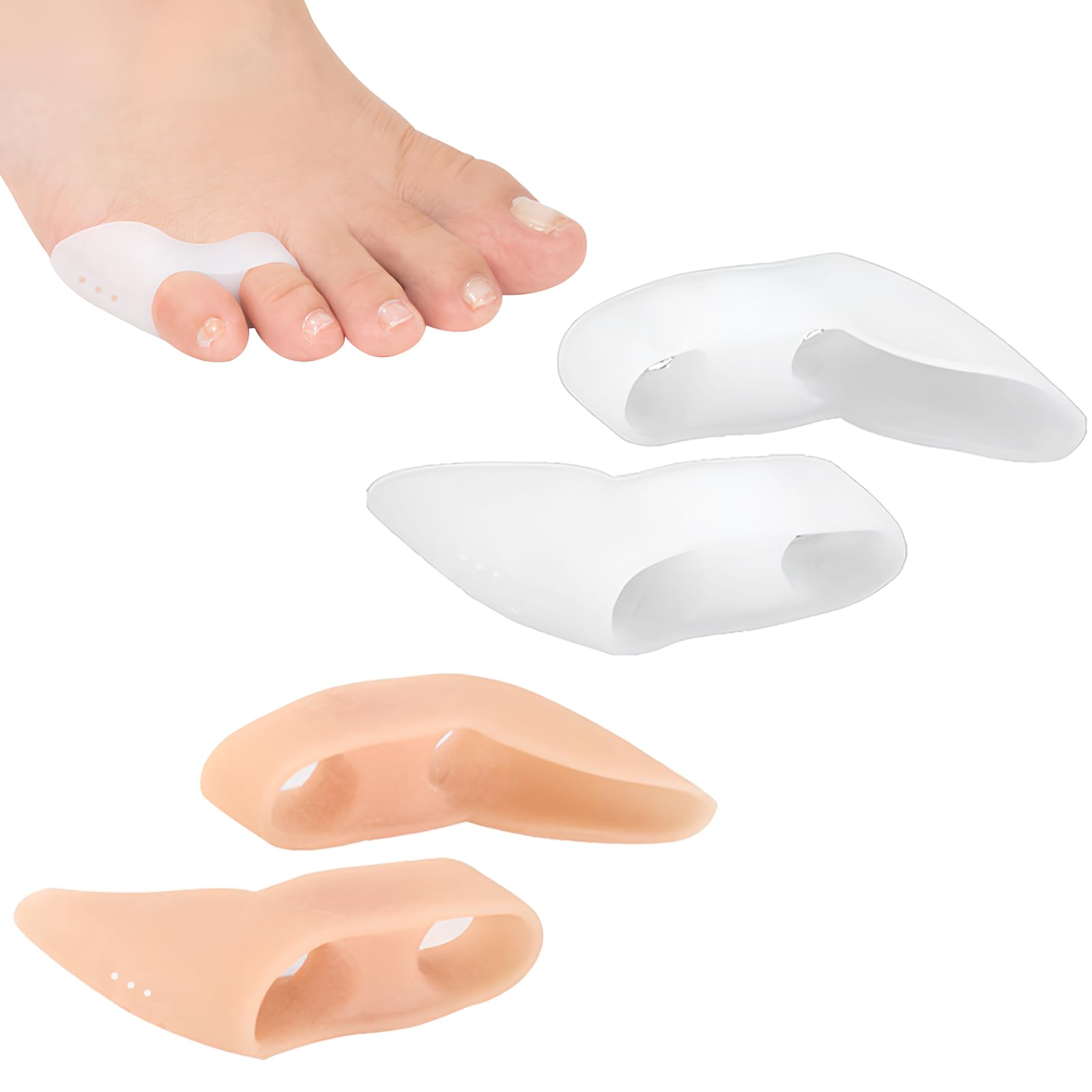 Homirty 4 Pares Separador de Dedos Pequeños, Separador y Protector Dedos Pie, Corrector Dedo Martillo Pie, Separadores de Dedo Pinky para Corrección de Dedos Superpuestos, Alisadores de Dedo Pequeño