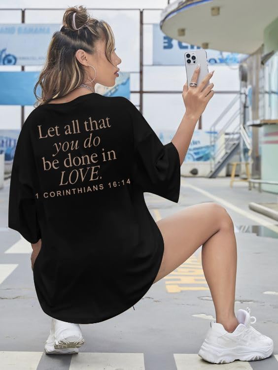 Christian Shirts for Women Oversized Jesus Shirt Religious Faith Tshirts Inspirational Graphic Tees Short Sleeve Top4