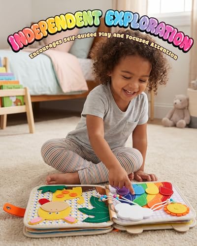 Image of Montessori Busy Book, 8-Page Sensory Activity Toy, Giraffe