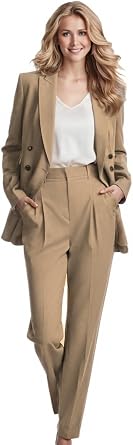 Double Breasted Office Work Suit 2 PC Slim Fit Business Pants Suit Peak Lapel Prom Outfit