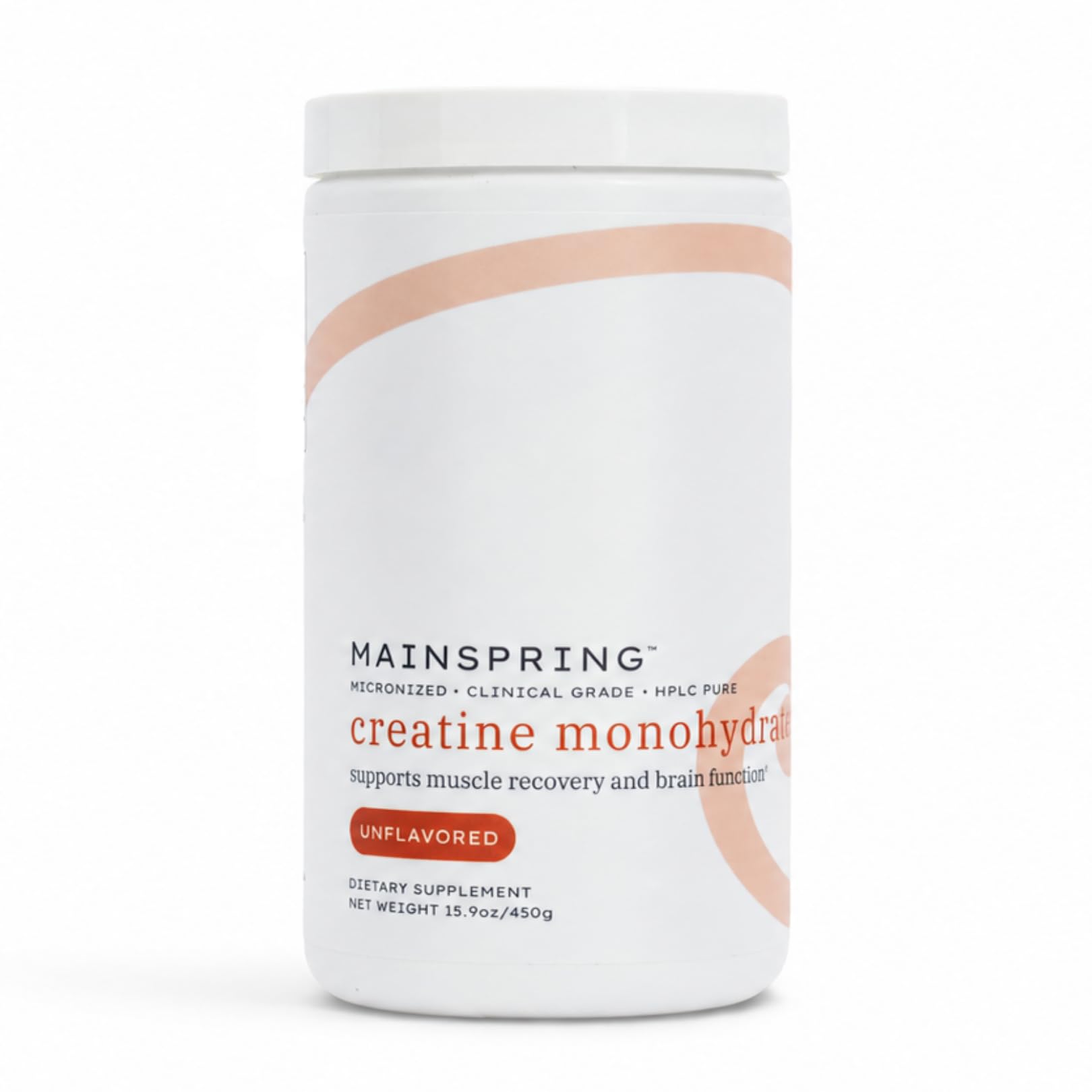 Mainspring Creatine Monohydrate Powder, Micronized Unflavored Creatine, 450g (90 Servings), HPLC Tested for Purity, Supports Strength, Recovery & Cognitive Performance