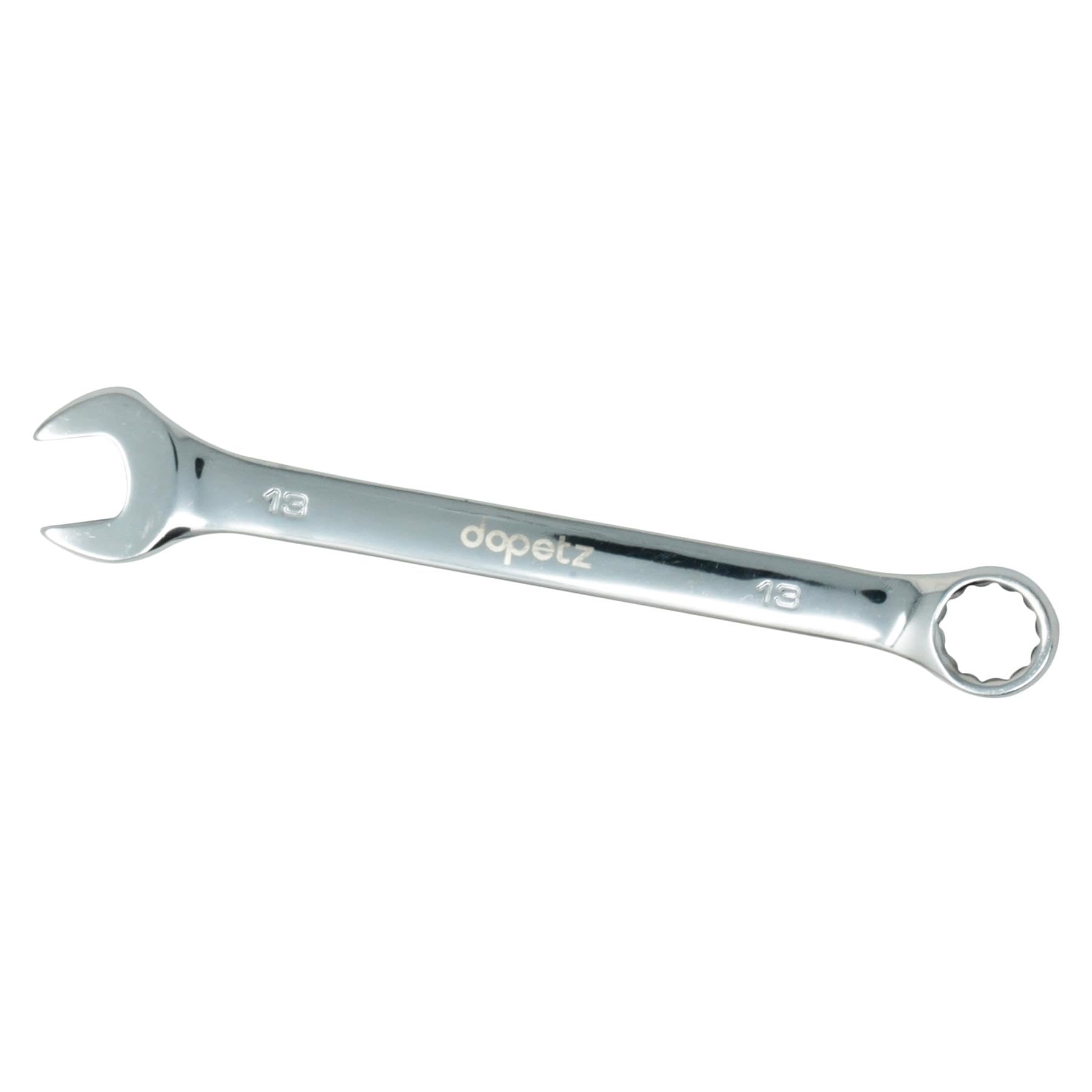 Dapetz Chrome,Silver ® 13Mm Combination Spanner Fixed Head Open End Ring Wrench Mirror Polished Chrome Vanadium Steel Metric Hand Tool Heavy Duty