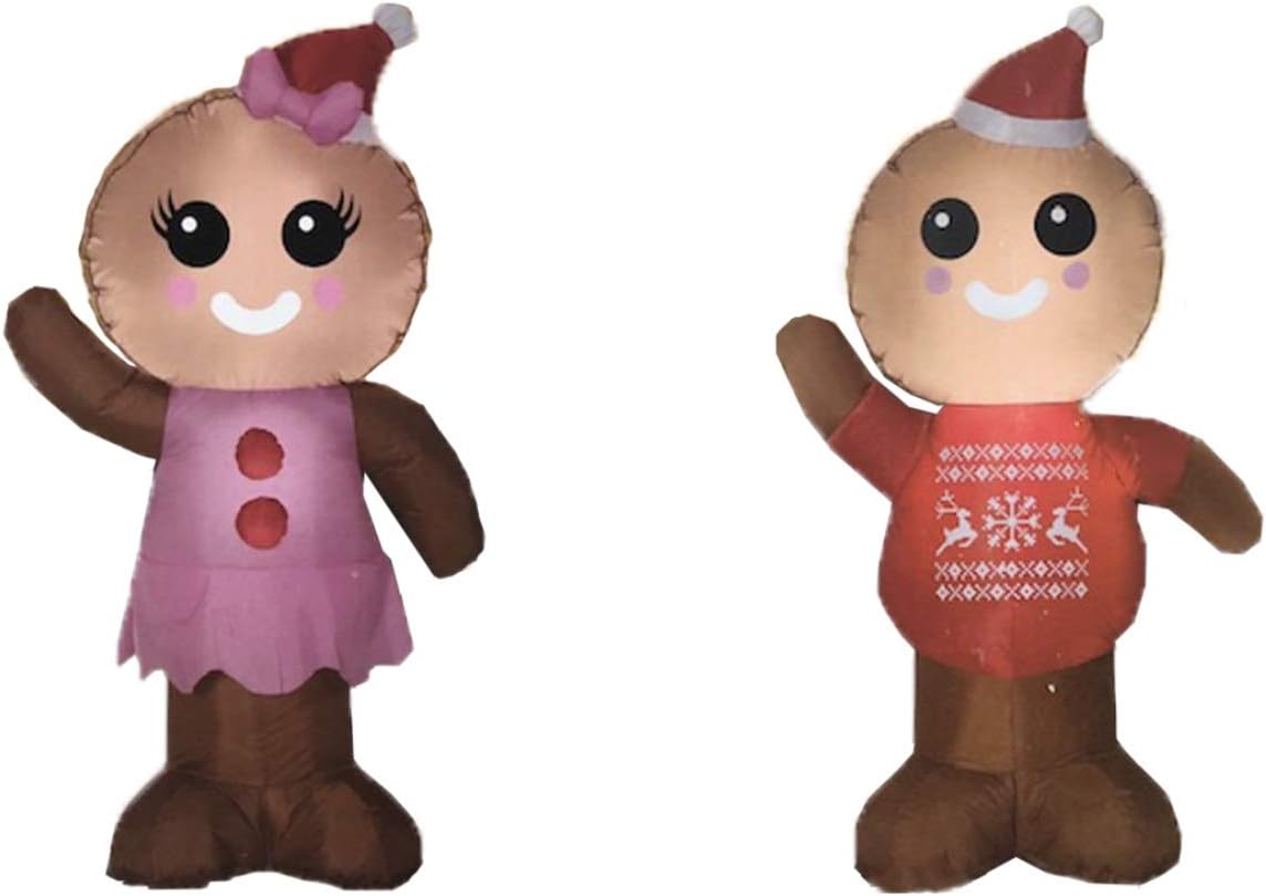 Christmas Inflatable Gingerbread Boy and Girl. The Perfect Couple to Celebrate the Holiday Season. Great for Indoor or Outdoor Decorations.