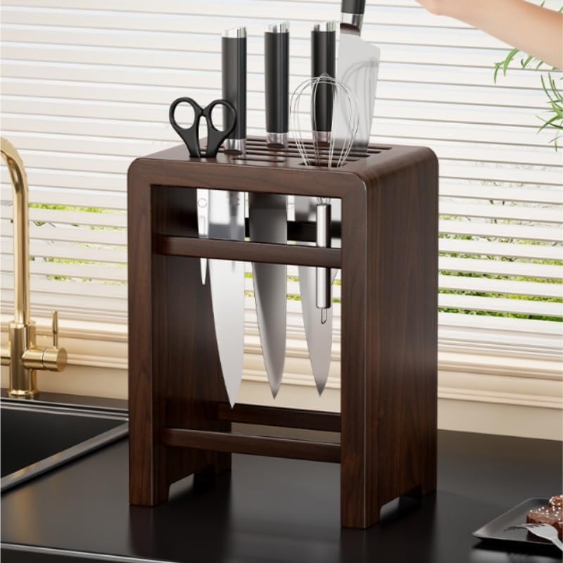 Seven Hole Solid Wood Rack Storage Stand for Kitchen Home Use Countertop Type Multi Functional
