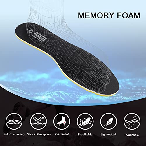 Image of riemot Memory Foam Insoles for Men Women, Super Soft Replacement Innersoles for Sneakers Walking Shoes Boots Liners, Thin Comfort Cushioning Shoe Insert Black-5mm EU 46