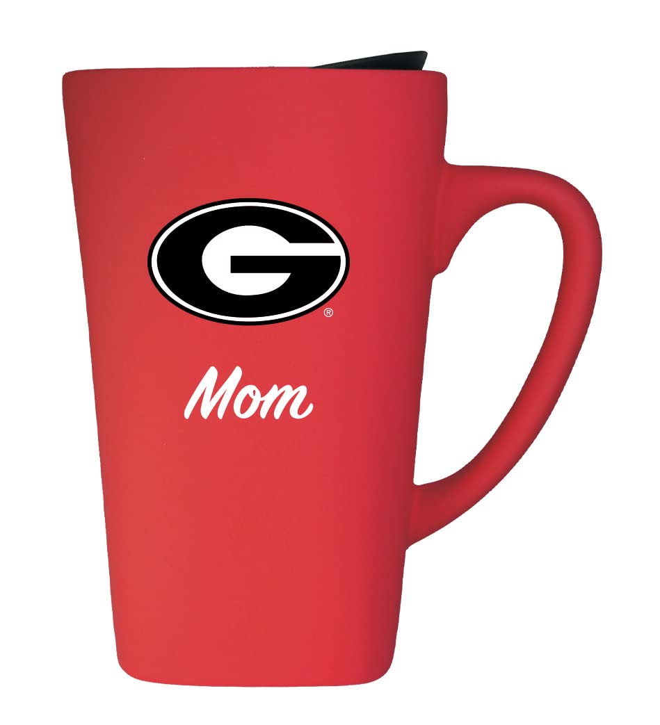University of Georgia Mom 16oz Soft Touch Ceramic Travel Mug with Lid - Red