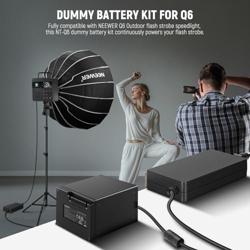 Image of NEEWER Q6 Dummy Battery Kit for Q6 Outdoor Flash Strobe Speedlight with AC Power Adapter & Cable (US Plug), 33.6V 20A Replacement for NB-Q6 Battery, Intelligent Safety Protection, 16.4ft Length, NT-Q6