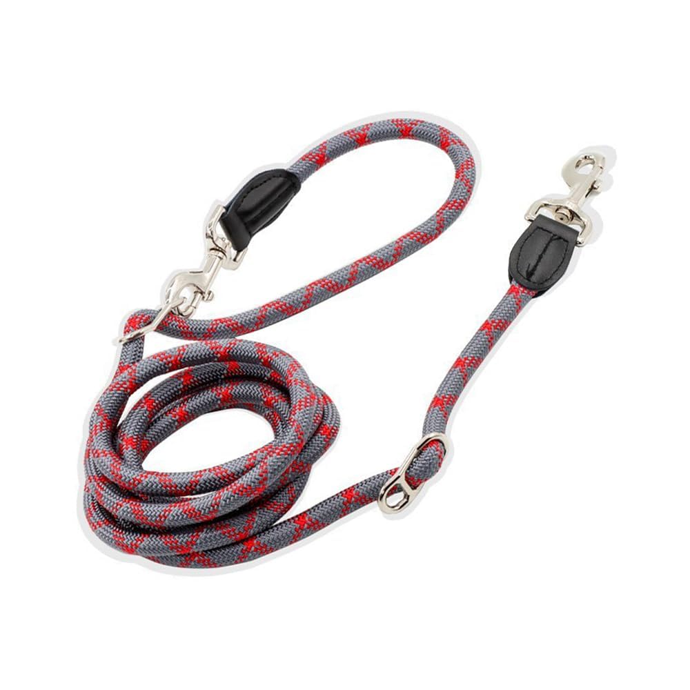 Pawstrip Hands Free Dog Leash - Multifunctional Reflective Waist Leash for Running, Walking, Training - Adjustable Crossbody Nylon Double Leashes for Small Medium Large Dogs (Red)
