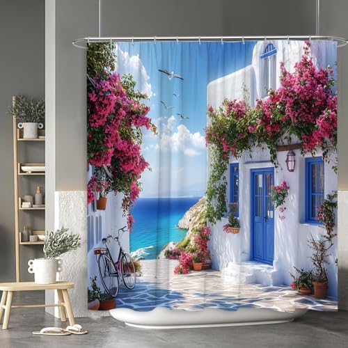 Rideau de douche de luxe paysage marin 150x178 cm avec impression numérique 3D premium - 6