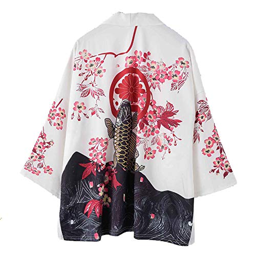 Japonais Kimono Cardigan Hommes et Femmes Manteau Haut Veste Robe Cloak Open Front Short Coat Impression Cloak Chinois Veste T-Shirt Yukata Pas Cher Grande Taille Tops 3/4 Manches Cover