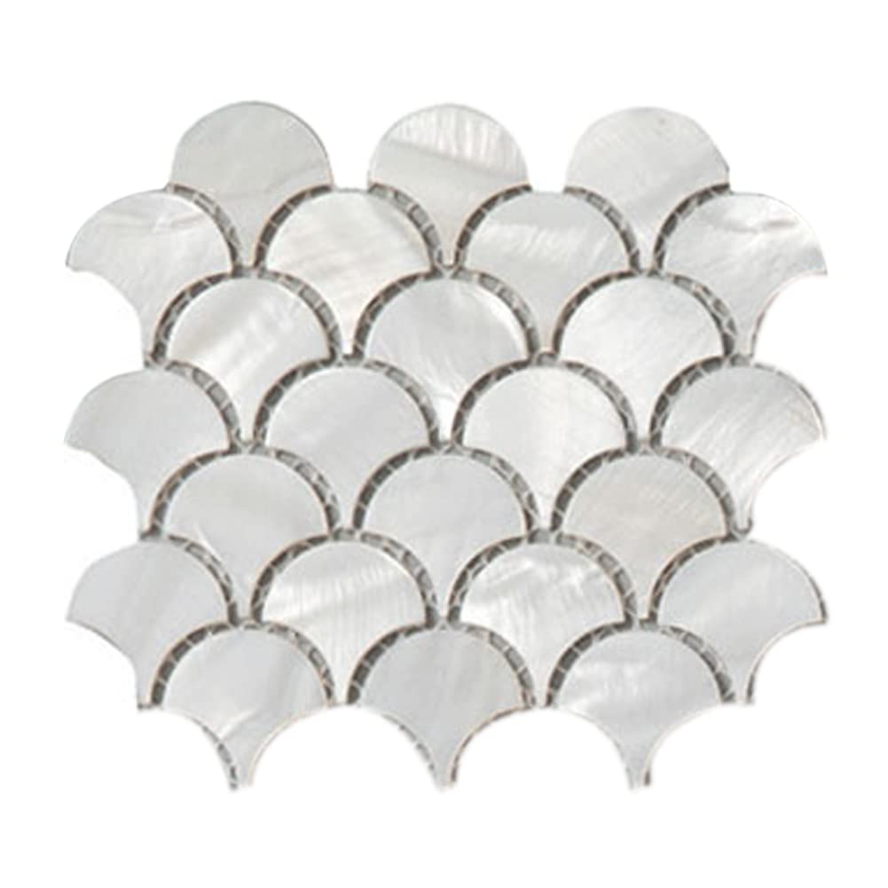 Diflart White Mother of Pearl Shell Fish Scale Mosaic Tile Backsplashe for Kitchen Shower Bathroom Sample