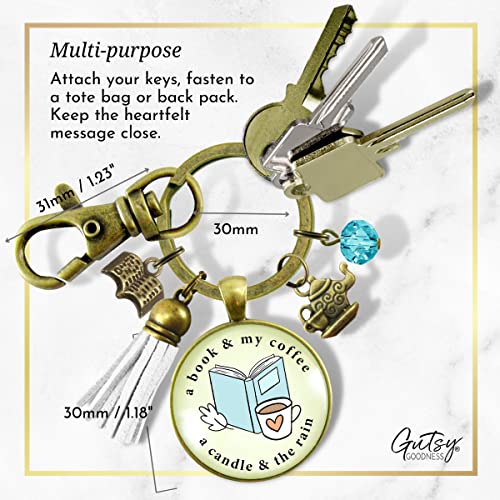 Gutsy Goodness Fall Lover Cozy Keychain Book Coffee Candle And Rain Favorite Things Autumn Theme Jewelry For Women thumb #3