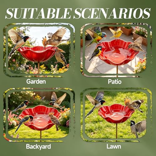 Vogeltränke Blume aus Metall,Handgefertigter Gartenstecker,Winterfeste Vogeltränke & Insektentränke,Bienentränke für Garten und Terrasse,Outdoor-Vogelfutterstation, Garten, Hof, Terrasse