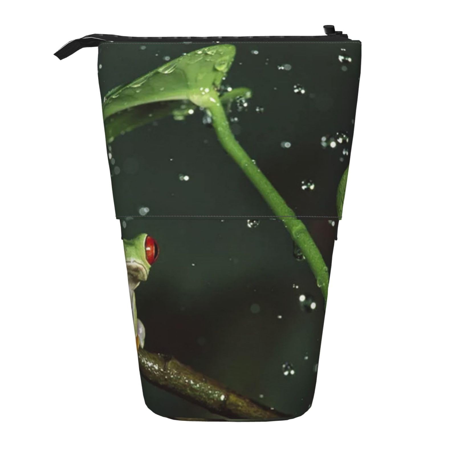 AABSTBFM Peace Tree Frog Expandable Vertical Pencil Case - Multi-Purpose Pen Bag and Makeup Pouch for School, Office, and Travel โ image 1