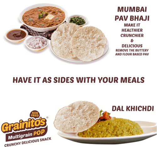 Image of Grainitos Healthy Multigrain Papad, Not Baked Not Fried - its POPPED (54g x 2) (Mix Masala - Indias Favorite Taste)