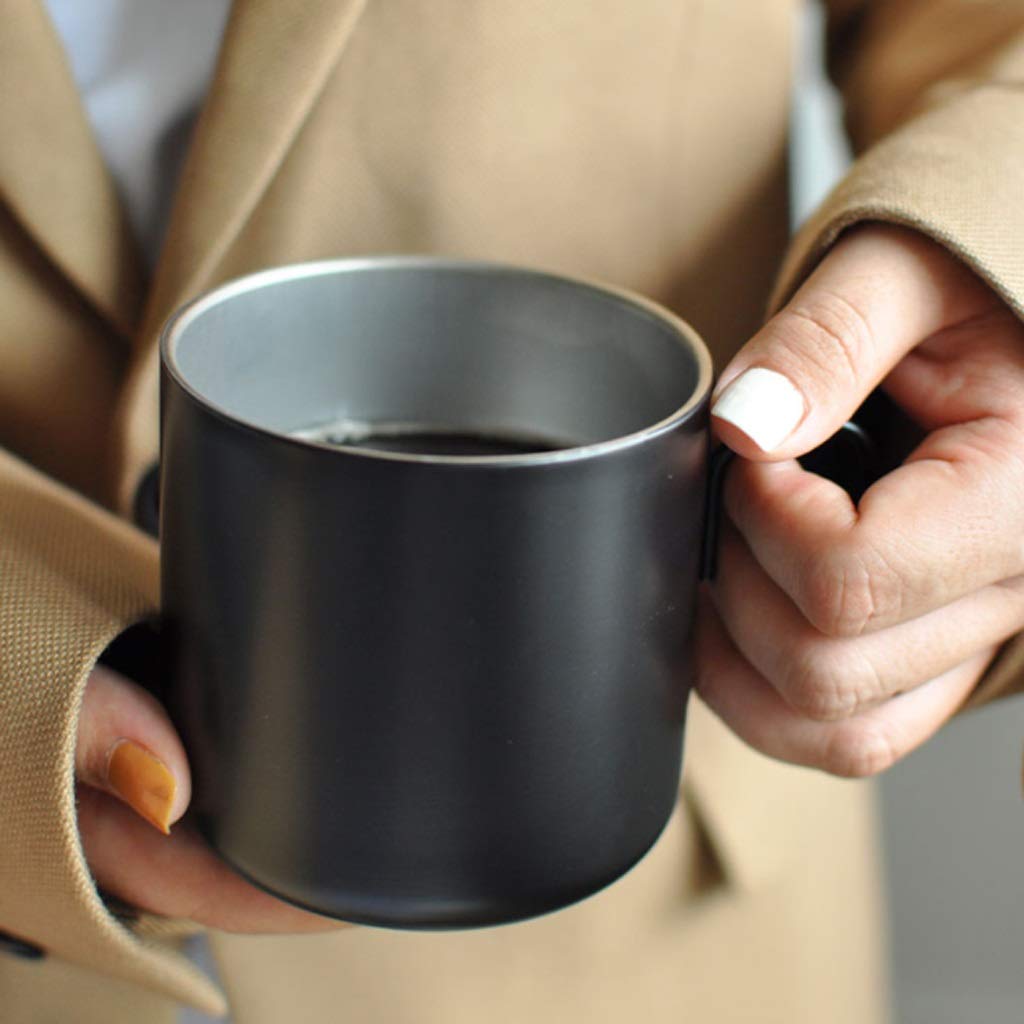 Kaffee-Becher Edelstahl-Becher kann aufgehängt Werden Kapazität Becher mit Griff-Vakuum-isoliert Doppelschicht-Kaffeetasse Einfache tragbare Teetasse 400ml (Color : White)
